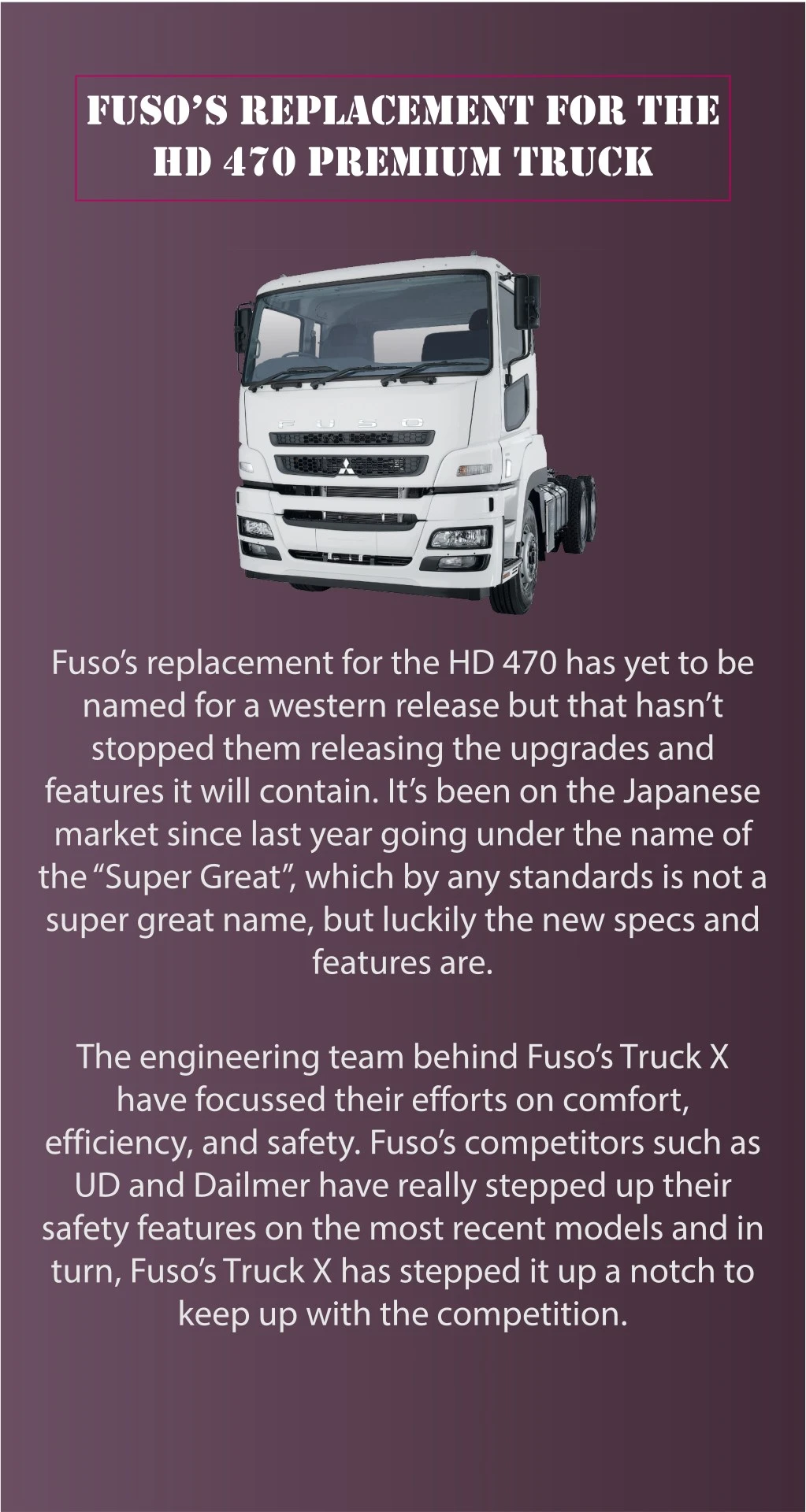 fuso s replacement for the hd 470 premium truck