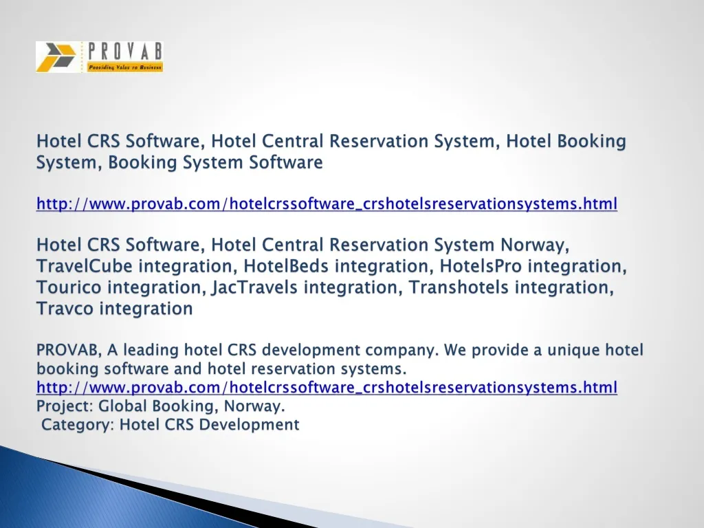 hotel crs software hotel central reservation