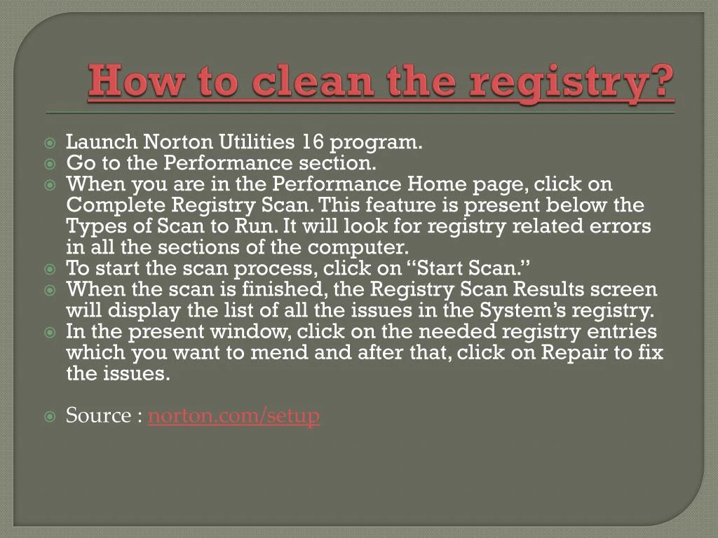 how to clean the registry
