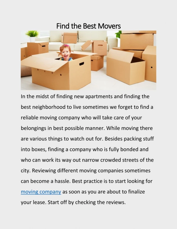 Find the Best Movers
