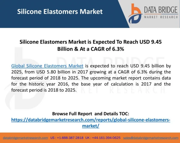 Global Silicone Elastomers Market– Industry Trends and Forecast to 2025