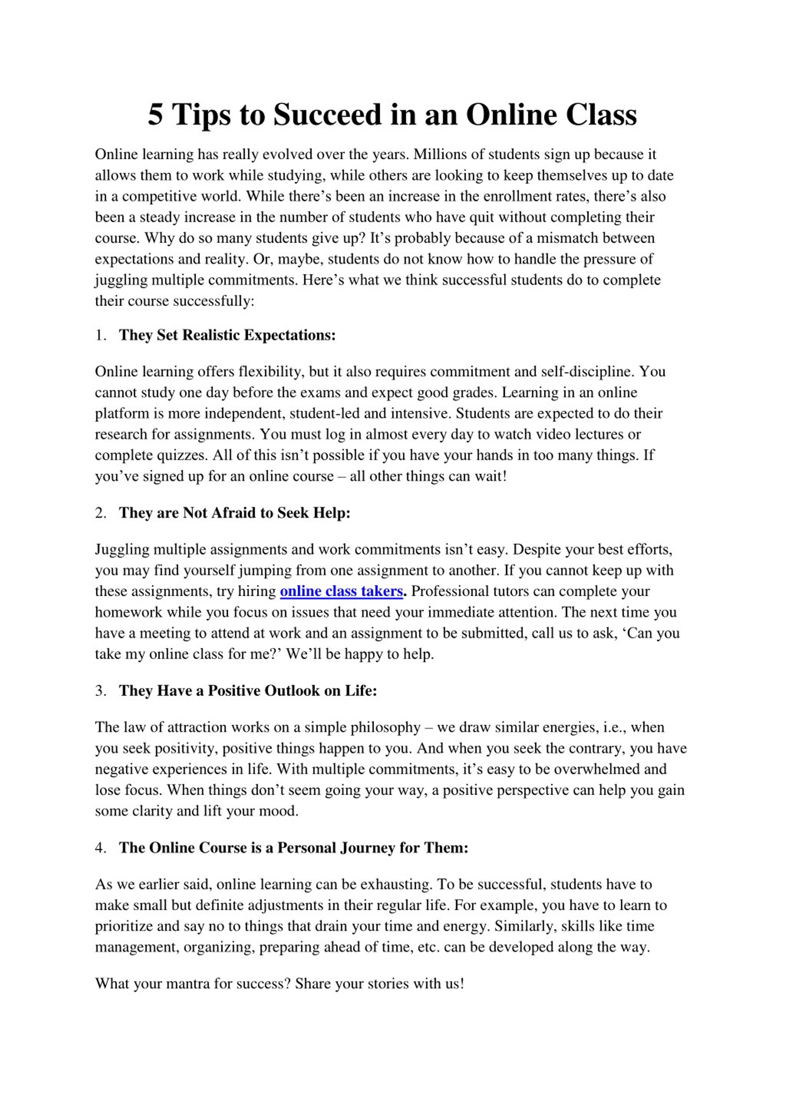 PPT - 5 Tips to Succeed in an Online Class PowerPoint Presentation ...