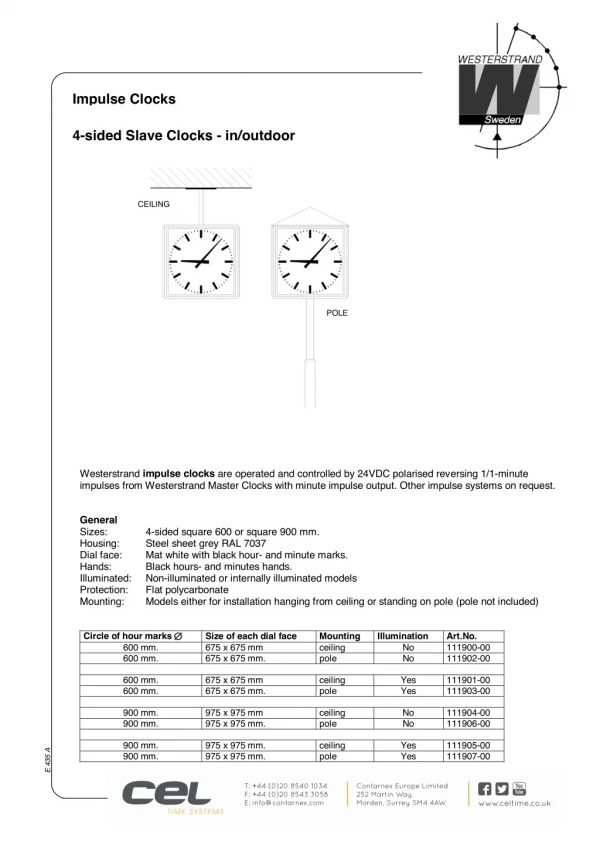 Analogue clocks - Impulse Systems