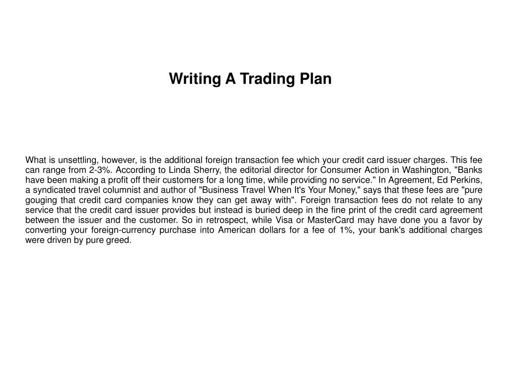 writing a trading plan