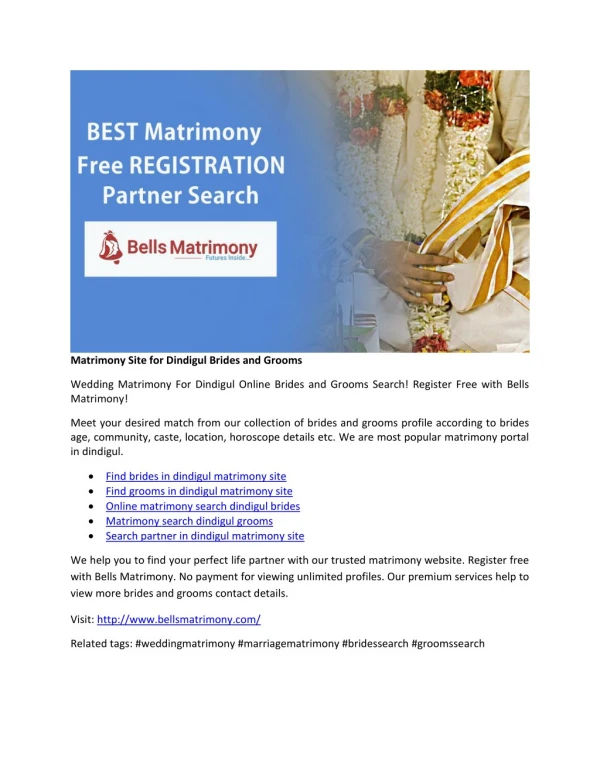 Matrimony Site for Dindigul Brides and Grooms
