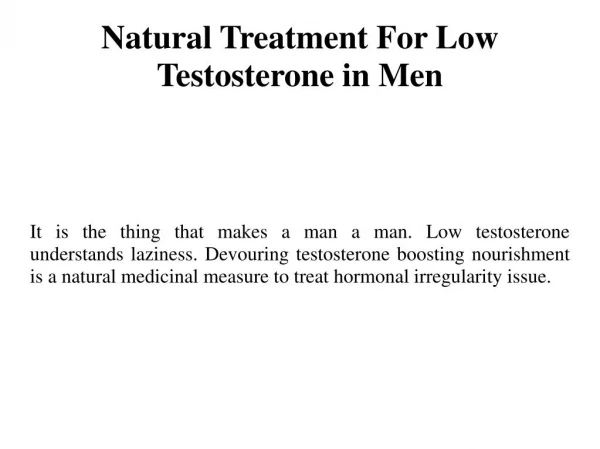 Natural Treatment For Low Testosterone in Men