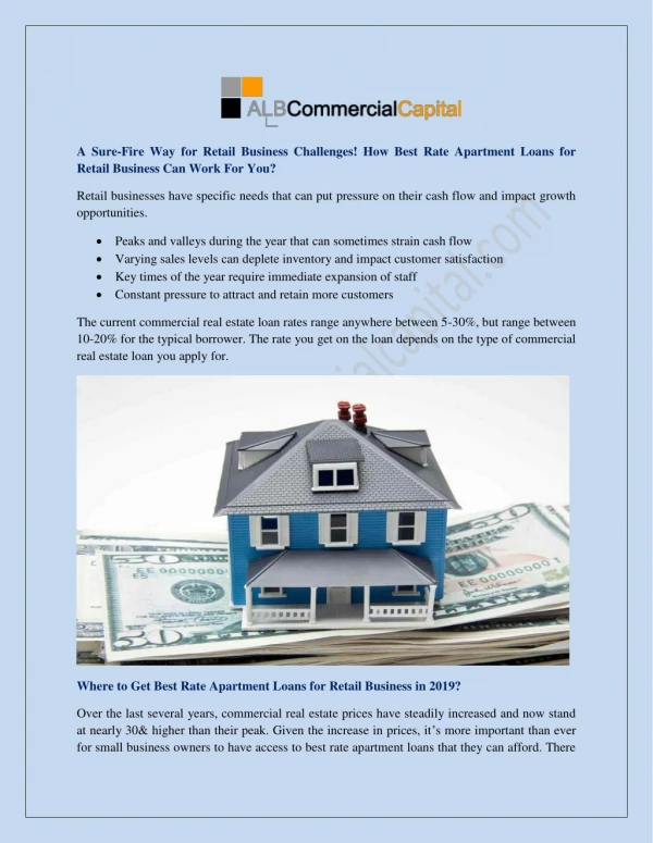 Get Fast & Free Best Rate Apartment Loans from ALB Commercial Capital