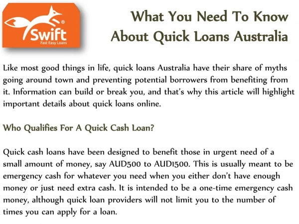 What You Need To Know About Quick Loans Australia