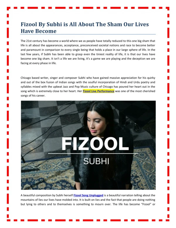 Fizool By Subhi is All About The Sham Our Lives Have Become