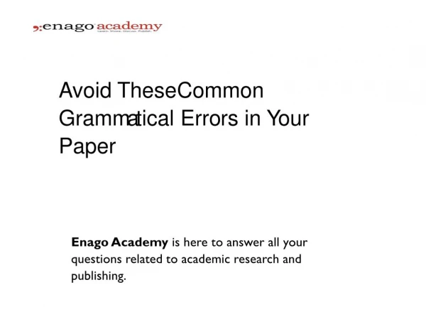 Avoid These Common Grammatical Errors in Your Paper