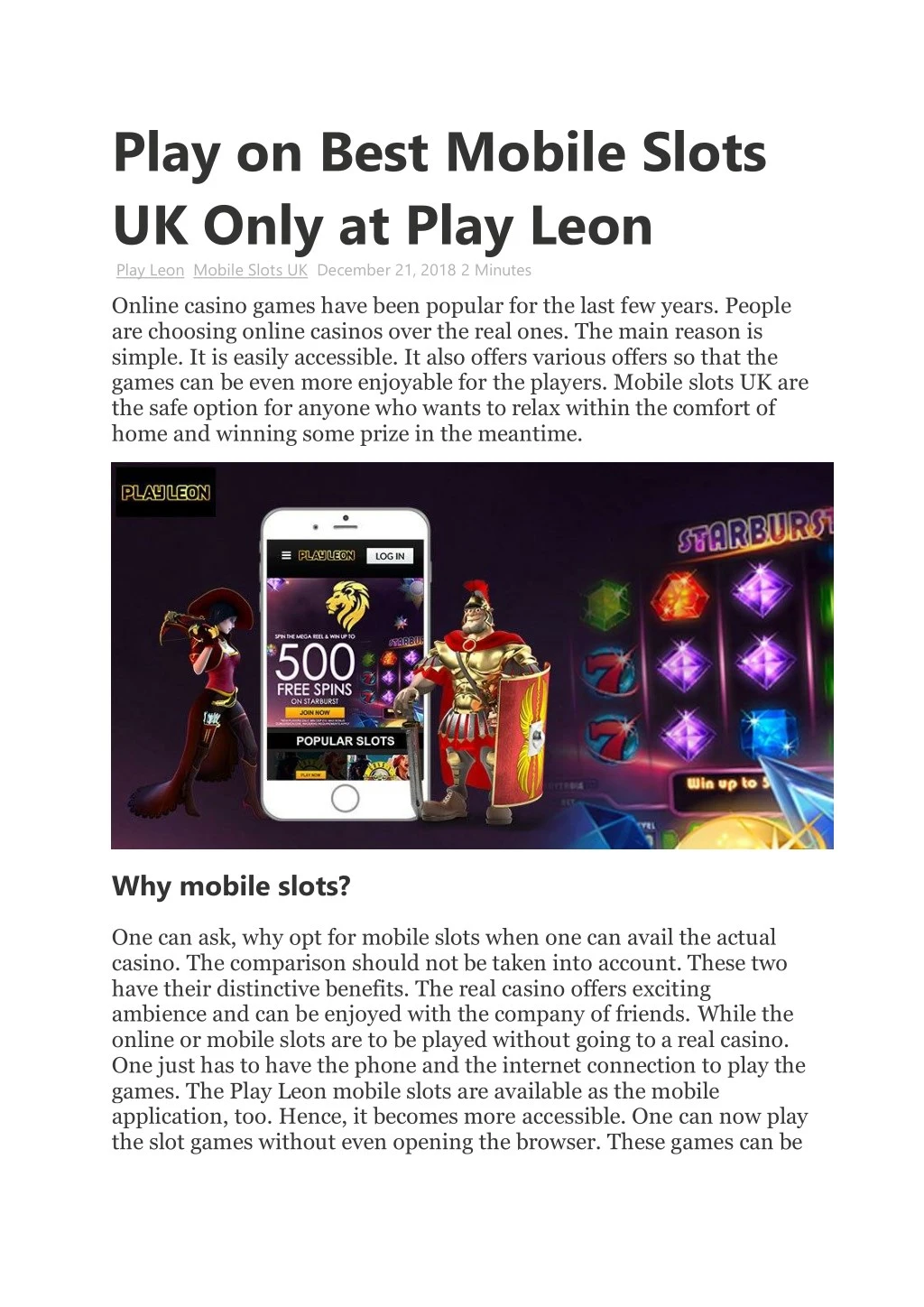 play on best mobile slots uk only at play leon