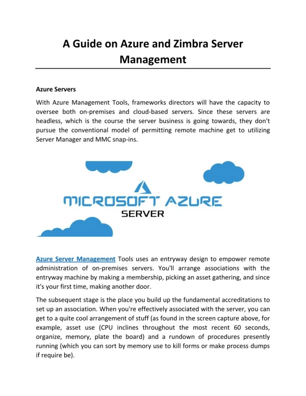A Guide on Azure and Zimbra Server Management