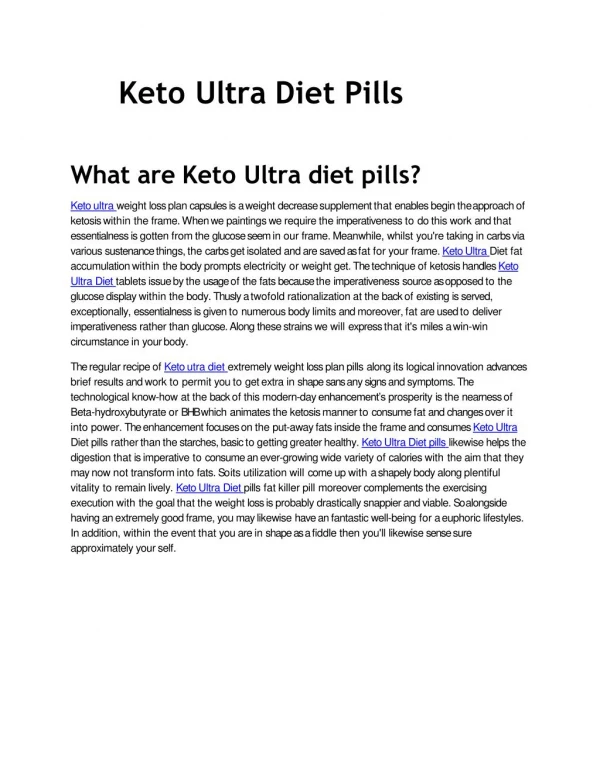 Keto ultra diet pills