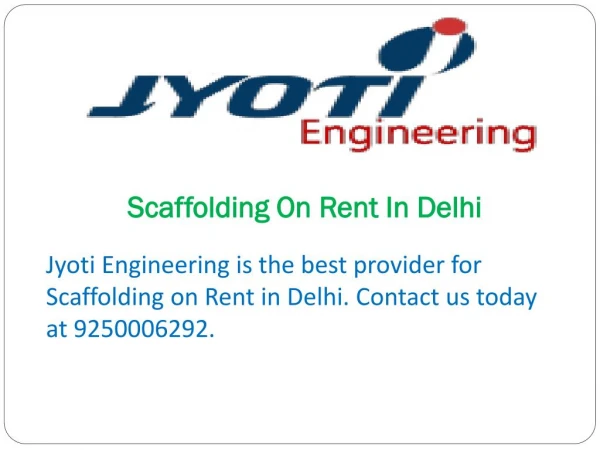 Scaffolding On Rent In Delhi