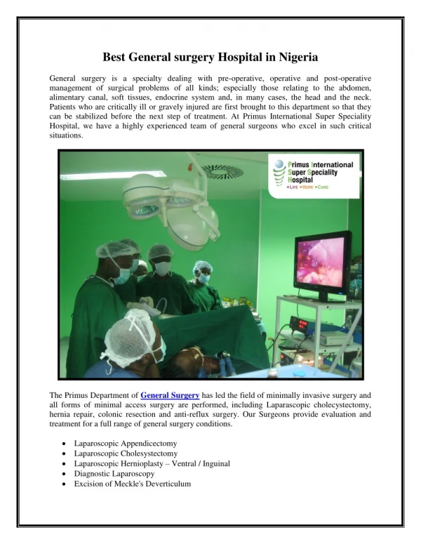 Best general surgery hospital in Nigeria