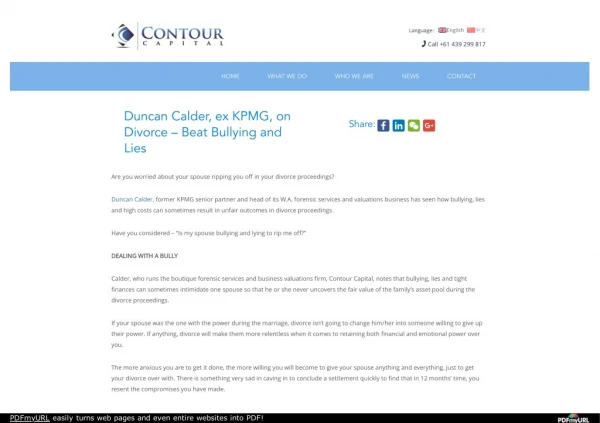 Duncan Calder ex KPMG on Divorce - Beat Bullying and Lies