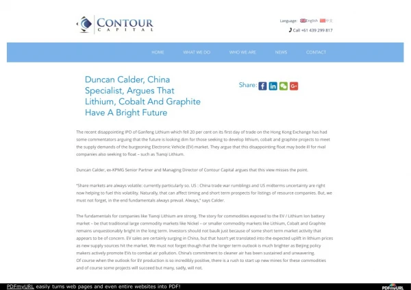 Duncan Calder China Specialist Argues That Lithium Cobalt And Graphite Have A Bright Future