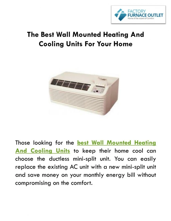 The Best Wall Mounted Heating And Cooling Units For Your Home