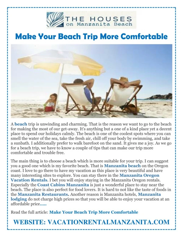 Make Your Beach Trip More Comfortable
