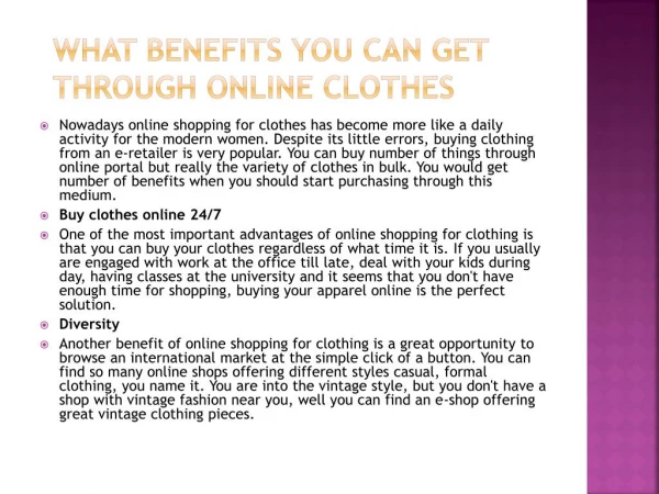 What benefits You Can Get Through Online Clothes