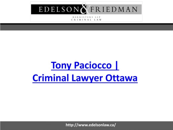 Tony Paciocco | Criminal Lawyer Ottawa