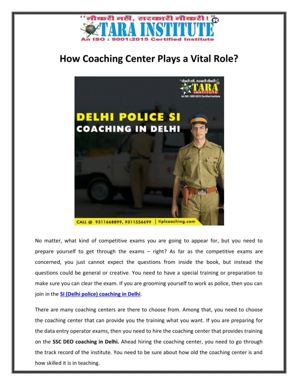 How Coaching Center Plays a Vital Role?