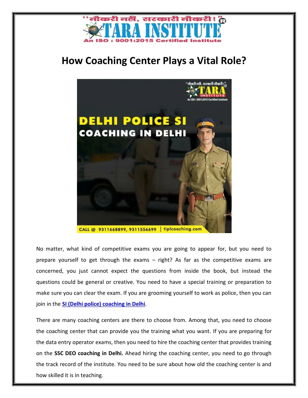 how coaching center plays a vital role