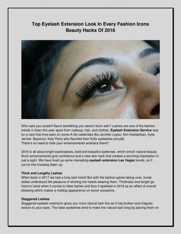 Trends for Eyelash extension in 2018