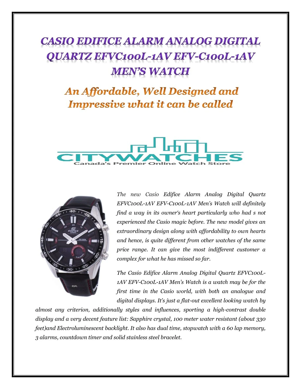 the new casio edifice alarm analog digital quartz