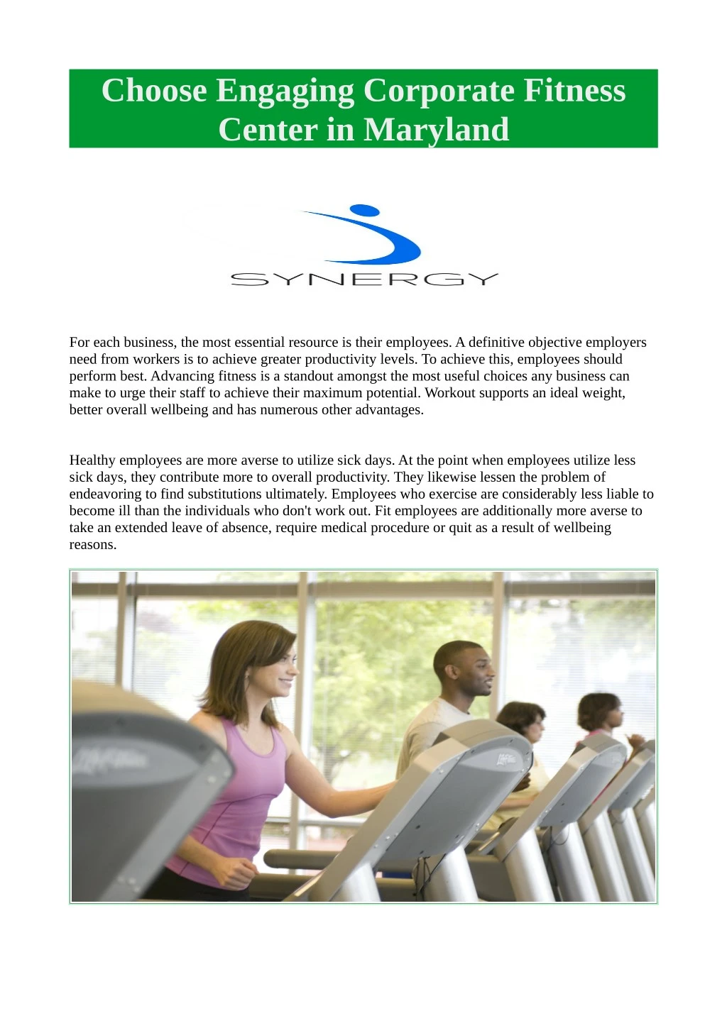 choose engaging corporate fitness center