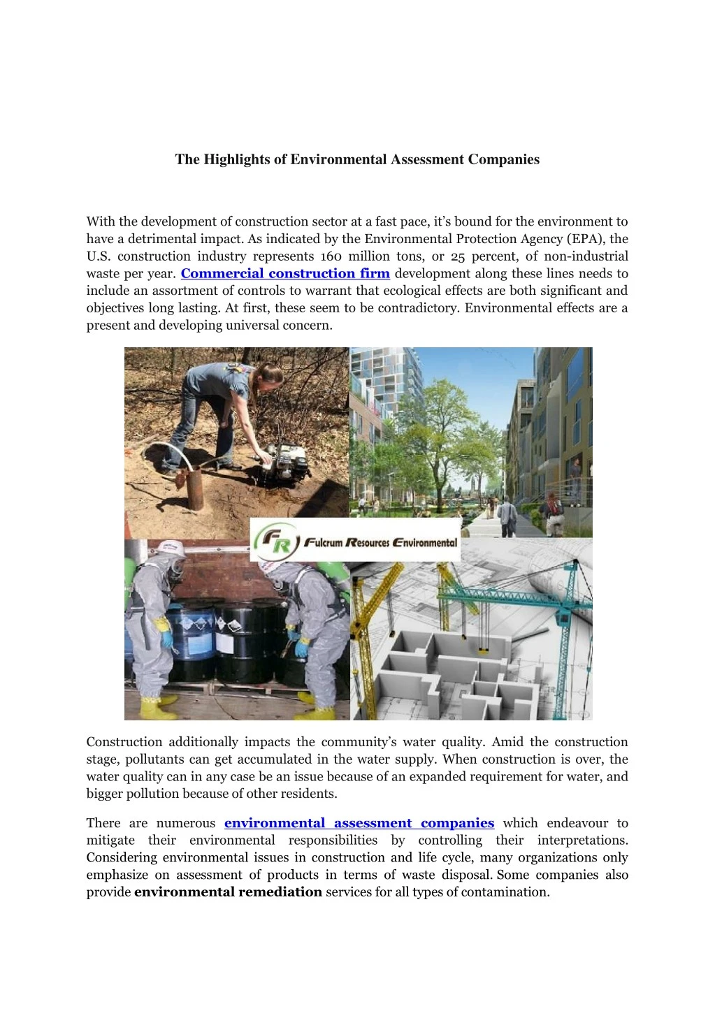 the highlights of environmental assessment
