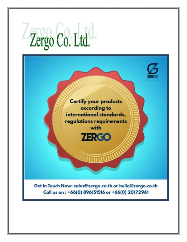 NBTC Certification Provider-Zergo Co. Ltd.