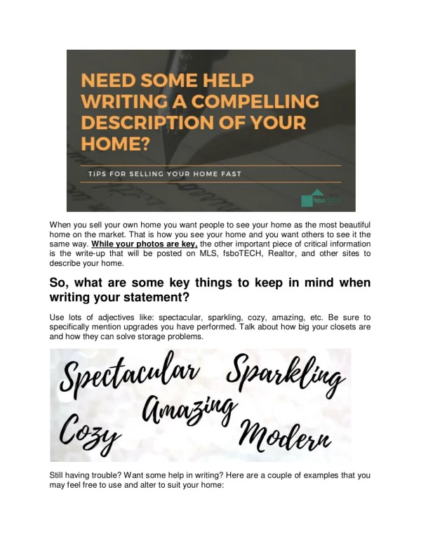 Need Some Help Writing a Compelling Description of Your Home?