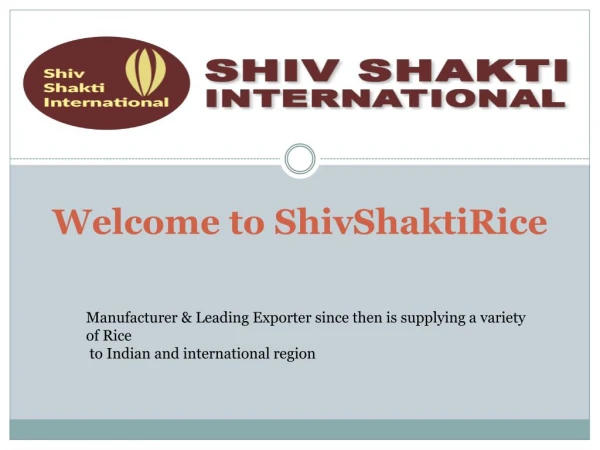 Best Rice Manufacturer and Basmati Rice Exporter in India