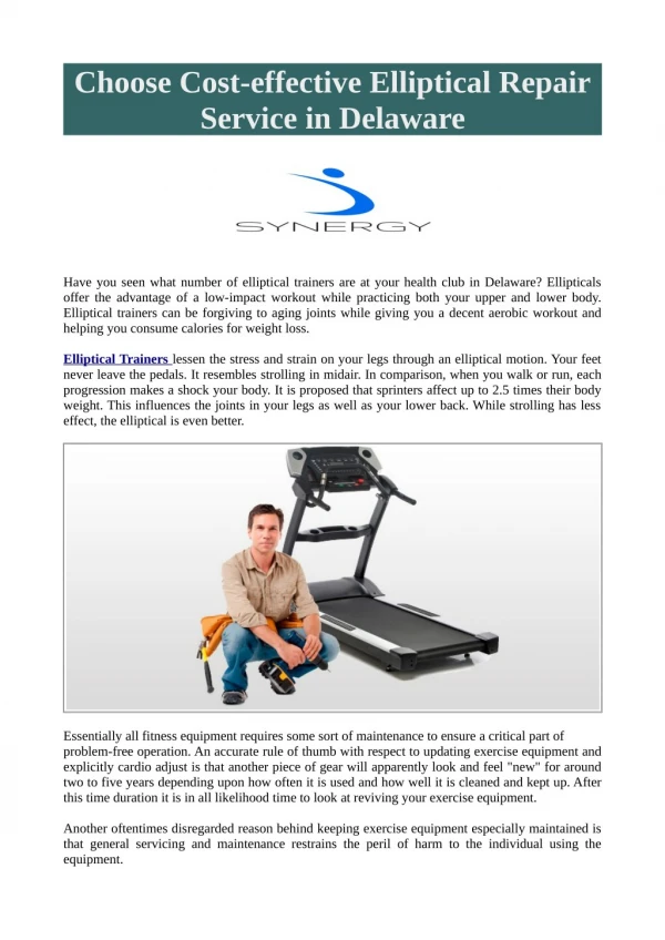 Choose Cost-effective Elliptical Repair Service in Delaware