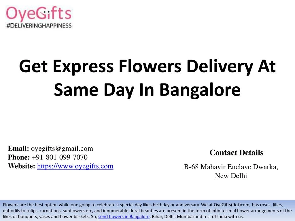 get express flowers delivery at same day in bangalore