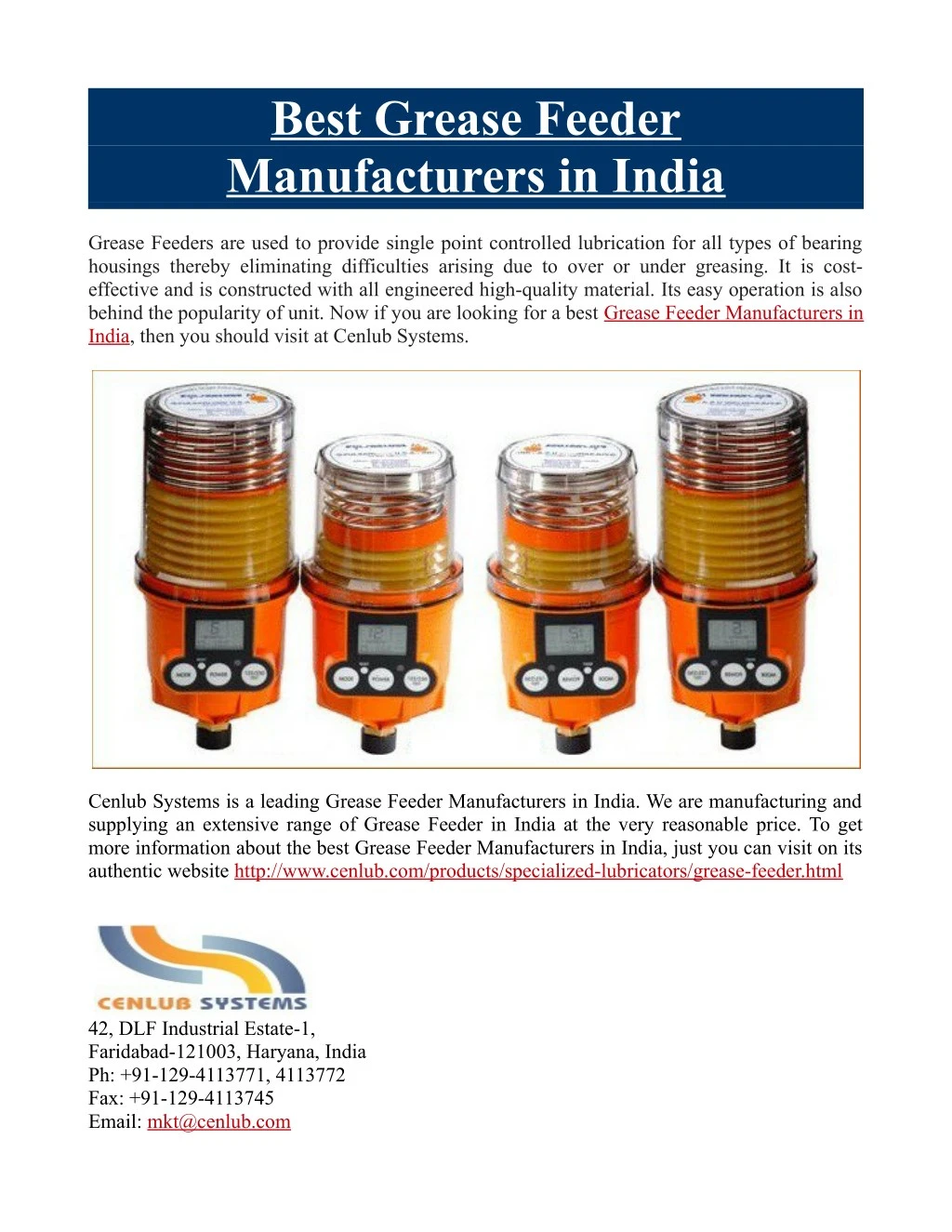 best grease feeder manufacturers in india