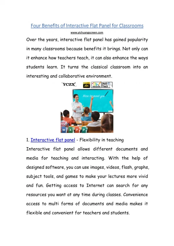 Four Benefits of Interactive Flat Panel for Classrooms