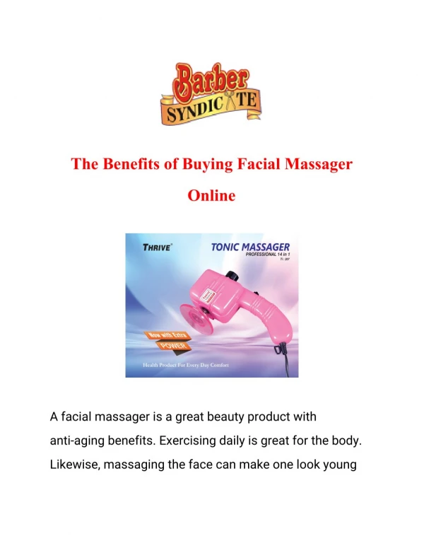 The Benefits of Buying Facial Massager Online
