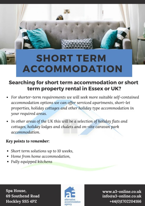 Short Term Accommodation | Alternative Accommodation Agency