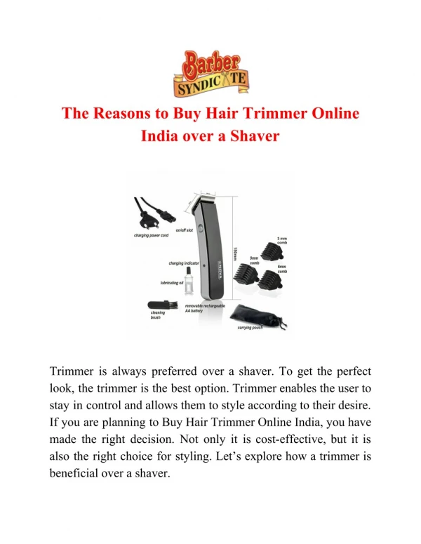 The Reasons to Buy Hair Trimmer Online India over a Shaver