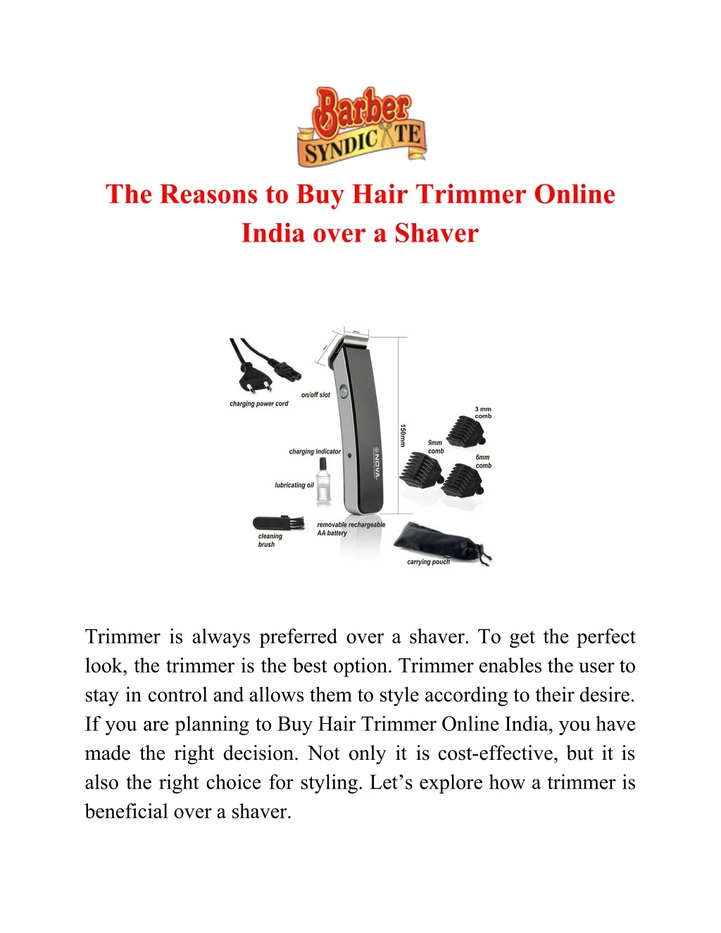 the reasons to buy hair trimmer online india over