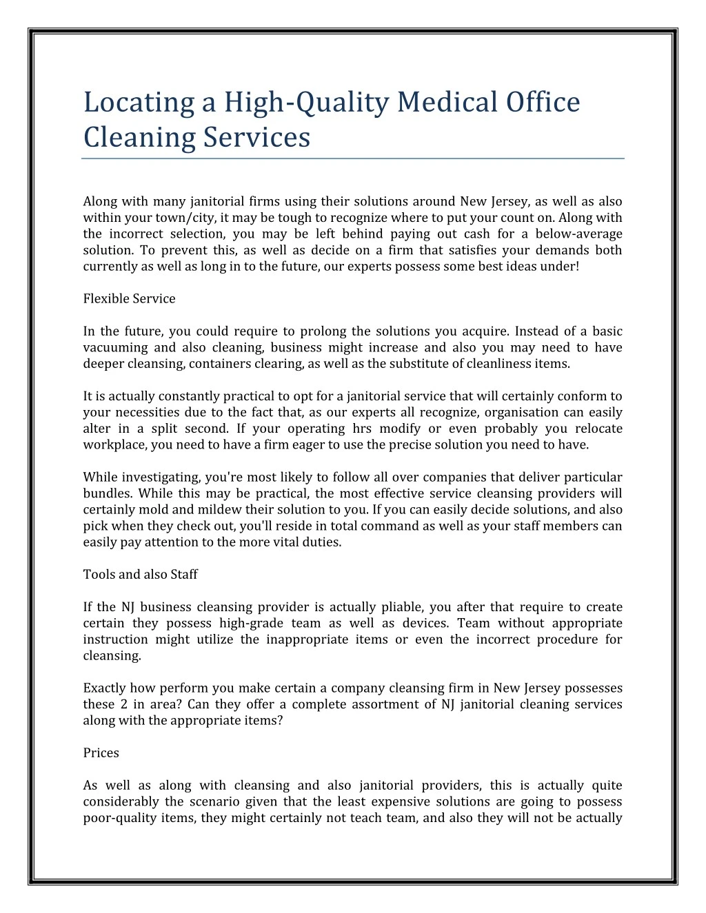 locating a high quality medical office cleaning