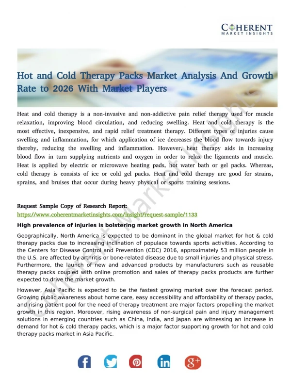 Hot and Cold Therapy Packs Market Analysis And Growth Rate to 2026 With Market Players