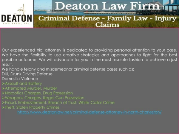 Criminal Defense Attorney Charleston SC-Deaton Law Firm LLC