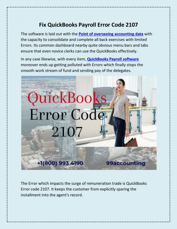 Facing QuickBooks Payroll Error Code 2107