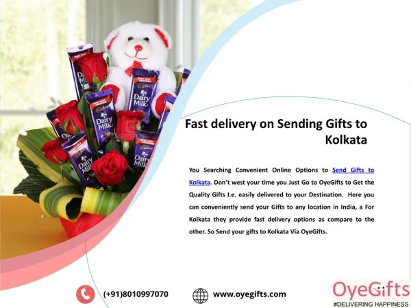 Fast delivery on sending gifts to kolkata