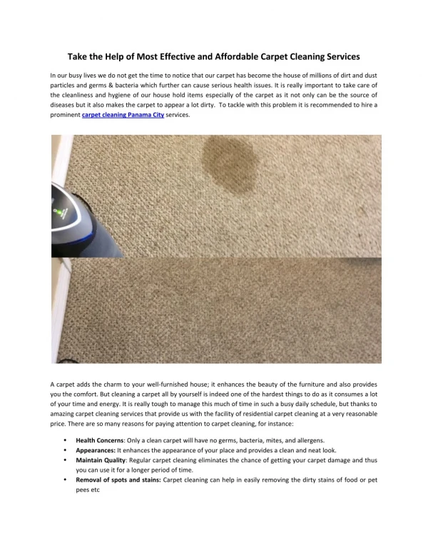 Take the Help of Most Effective and Affordable Carpet Cleaning Services
