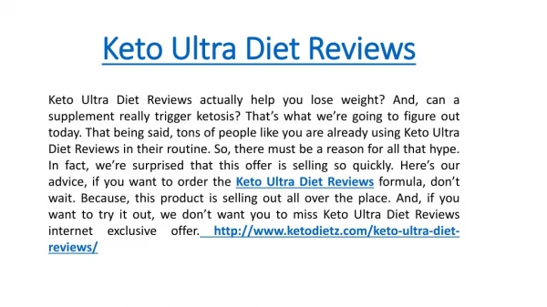 Keto Ultra Diet Reviews