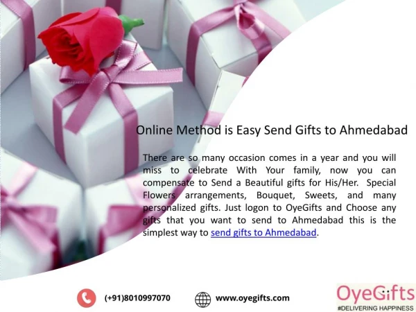 Online Method is Easy Send Gifts to Ahmedabad